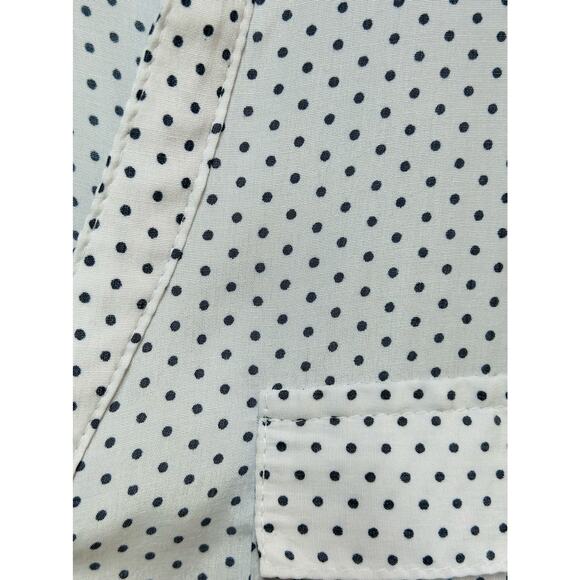 New York & Company Polka Dot Split Neck Tunic Shirt White blue Womens Size Large - Picture 5 of 8